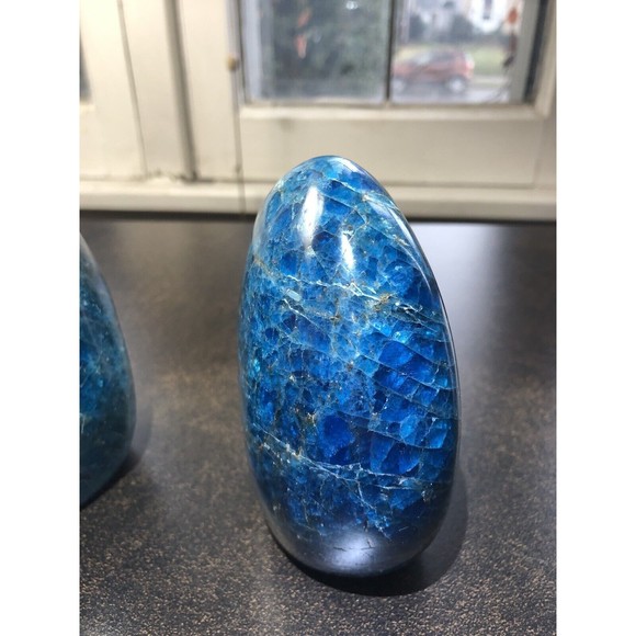 Blue APATITE Polished Crystal Freeform Set Standup - Madagascar Bluestones - Picture 9 of 16